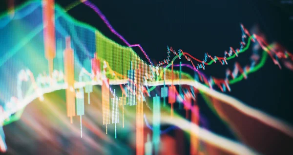 Economische Grafiek Met Grafieken Beurs Voor Zakelijke Financiële Concepten — Stockfoto