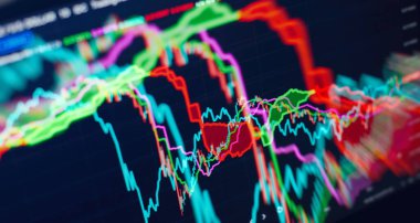 Borsa veya iş piyasası analizi kavramı. İş finans ya da borsa geçmişi. Borsa mali döviz grafiği