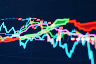 Forx ticaret grafiği ve şamdan şeması finansal yatırım konseptine uygundur. Ekonomik trendler iş fikri ve tüm sanat tasarımı için arka plan. Soyut finans arkaplanı.