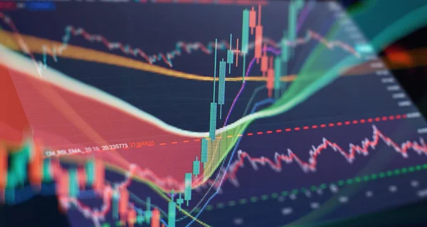 用于技术分析的金融工具图表 外汇市场交易数据分析 外汇市场交易的图表和汇总信息 — 图库照片
