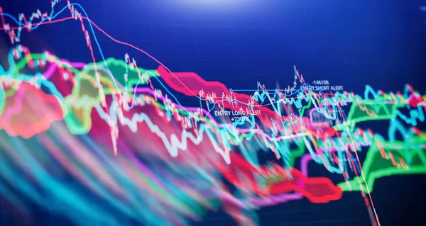 Forx ticaret grafiği ve şamdan şeması finansal yatırım konseptine uygundur. Ekonomik trendler iş fikri ve tüm sanat tasarımı için arka plan. Soyut finans arkaplanı.