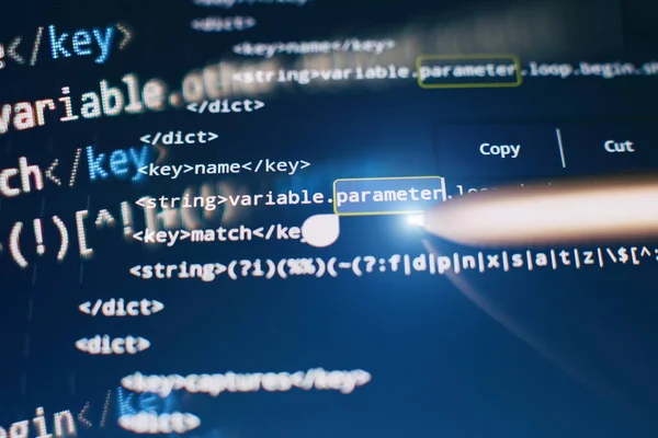 Yazılım geliştirici programlama kodu. Soyut bilgisayar kodları. Kod metni tamamen benim tarafımdan yazıldı ve oluşturuldu.