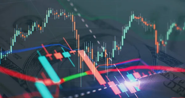 Marknadsanalys Streckdiagram Diagram Ekonomiska Siffror Abstrakt Glödande Forex Diagram Gränssnitt — Stockfoto