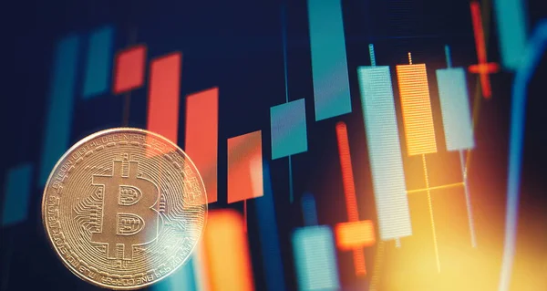 Begreppet Virtuell Kryptovaluta Bitcoin Cryptocurrency Mynt Begreppet Aktiemarknad Digitala Pengar — Stockfoto