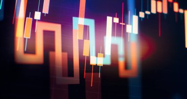 Modern iç plan, finansal ve ticari konsept üzerine sanal soyut finansal grafik arayüzü