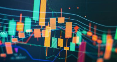 Finansal yatırım veya Ekonomik trendler iş fikri için uygun telif alanı ile grafik konsepti ticareti grafiği