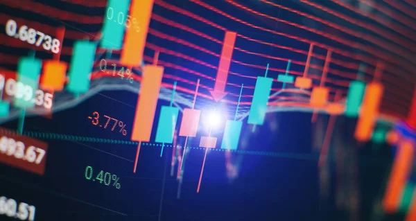 Ekonomik trendler iş fikri için arka plan. Teknolojinin soyut arka planına ilişkin mali grafik mali krizi temsil ediyor