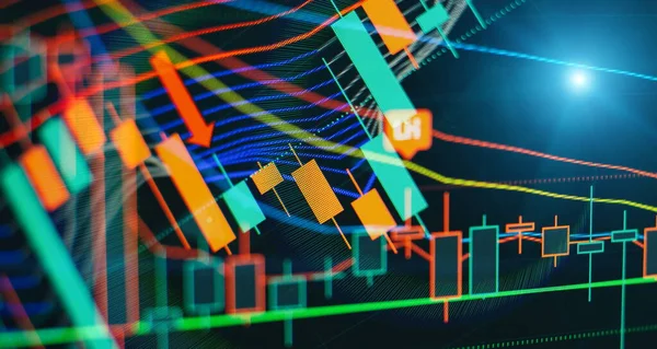 Bir bilgisayarın monitöründe profesyonel teknik analiz. Temel ve teknik analiz kavramı.