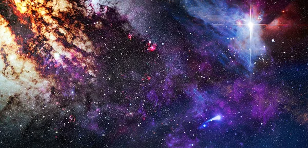 Movimento Partículas Estelares Sobre Fundo Preto Nebulosa Luz Estelar Galáxia — Fotografia de Stock
