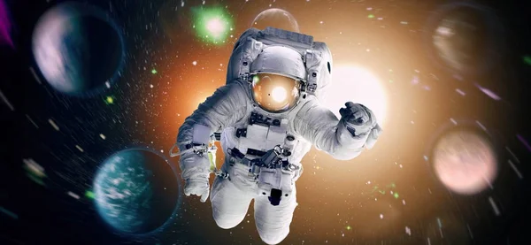 Astronaut Outer Space Cosmic Art Science Fiction Wallpaper Beauty Deep — Stock Photo, Image