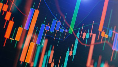 İşadamı, Altın Piyasası, Eski Pazar ve Ticaret Piyasası için yatırım grafikleri analizi üzerinde çalışıyor.