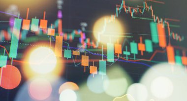 Yatırım, ticaret, hisse senedi, finans ve analiz, borsada diyagramları olan ekonomi grafiği, iş ve mali kavramlar için