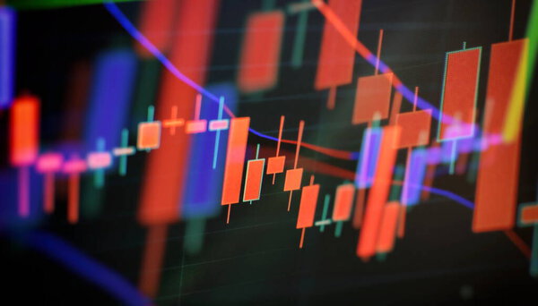 Analysis for professional technical analysis on the monitor of a computer. Fundamental and technical analysis concept.
