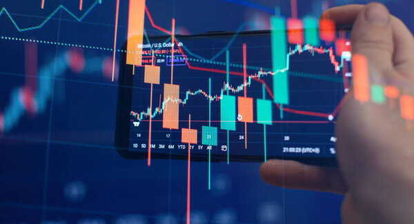Analysis for professional technical analysis on the monitor of a computer. Fundamental and technical analysis concept.
