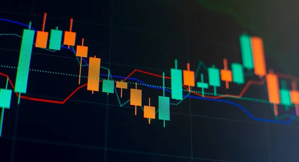 Investimento Comércio Ações Finanças Análise Gráfico Econômico Com Diagramas Mercado — Fotografia de Stock