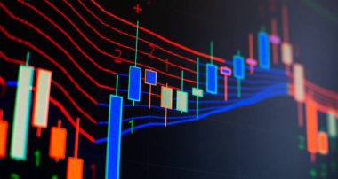 LED ekran konsepti çizelgesi. Büyük bir günlük borsa fiyatı ve alıntısı. Gösterge finansal ön x ticareti