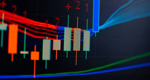 Táblázat Led Kijelző Koncepciójáról Napi Tőzsdei Jegyzés Nagymértékű Bemutatása Mutató — Stock Fotó