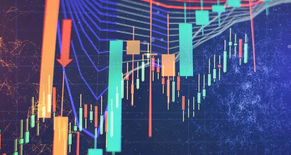 Aandelenindex Computermonitor Financiële Gegevens Een Monitor Die Ook Marktanalyse Omvat — Stockfoto