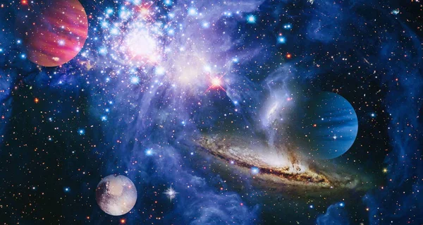 Vesmír Ukazuje Krásu Vesmírného Průzkumu Vzdálená Galaxie Abstraktní Obraz Prvky — Stock fotografie