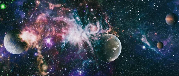 Cena Espacial Com Planetas Estrelas Galáxias Galáxia Espiral Espaço Profundo — Fotografia de Stock