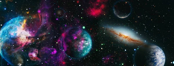 Weltraumszene Mit Planeten Sternen Und Galaxien Spiralgalaxie Weltraum Sterne Eines — Stockfoto
