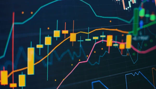 Wykres Obrotu Inwestycjami Giełdowymi Bullish Point Bearish Point Tendencja Projektowania — Zdjęcie stockowe