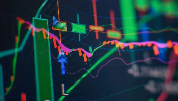 Financial Data Monitor Which Including Market Analyze Bar Graphs Diagrams — Stock Photo, Image