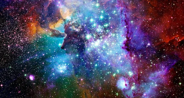 Wielobarwny Kosmos Pole Gwiazd Mgławica Przestrzeni Kosmicznej Wiele Lat Świetlnych — Zdjęcie stockowe
