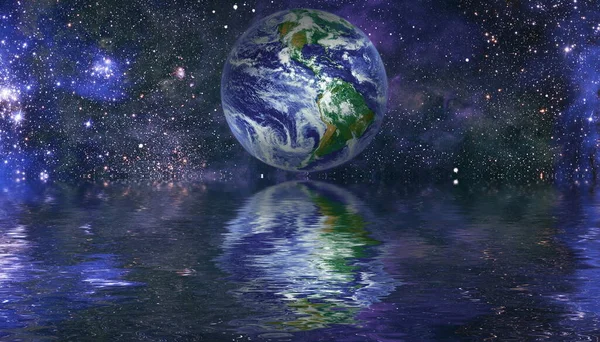 우주의 아름다운 행성이 반사되었습니다 은하별 밤하늘 Elements Image Furnished Nasa — 스톡 사진
