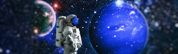 Astronaute Dans Espace Extérieur Art Cosmique Papier Peint Science Fiction — Photo
