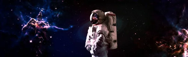 Astronaut Rymden Solsystemet Jorden Blått Ljus Bakgrunden Delar Denna Bild — Stockfoto