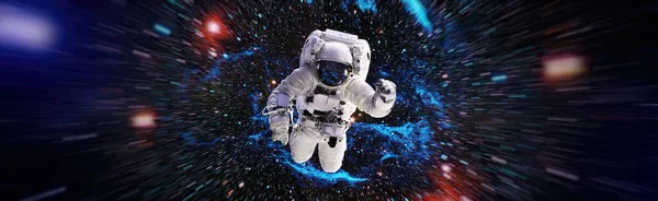 Астронавт Космосе Солнечной Системы Земля Синий Свет Заднем Плане Элементы — стоковое фото