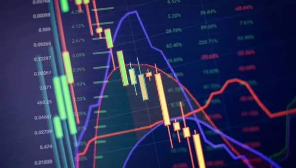 Price Graph Indicator Red Green Candlestick Chart Blue Theme Screen — Stock Fotó