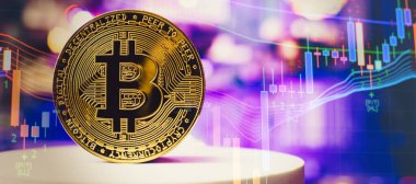 Gold bitcoin with stock graph for background, Gold bitcoin with stock graph for background,