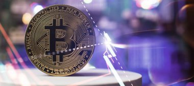 Gold bitcoin with stock graph for background, Gold bitcoin with stock graph for background,