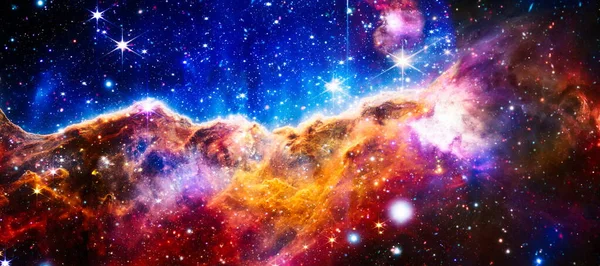 Vesmírné Pozadí Červenou Mlhovinou Hvězdami Prvky Tohoto Snímku Poskytla Nasa — Stock fotografie