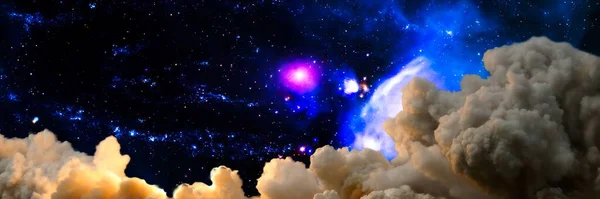 Ночное Небо Облаками Звездами Абстрактная Астрономическая Галактика Элементы Этого Изображения — стоковое фото
