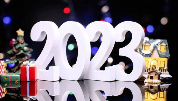 Новий Рік 2023 Розмиті Вогні Задньому Плані — стокове фото