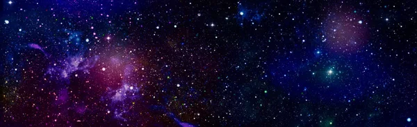 Panorâmica Olhando Para Espaço Profundo Céu Noturno Escuro Cheio Estrelas — Fotografia de Stock