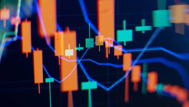 Bir bilgisayarın monitöründe profesyonel teknik analiz. Temel ve teknik analiz kavramı.