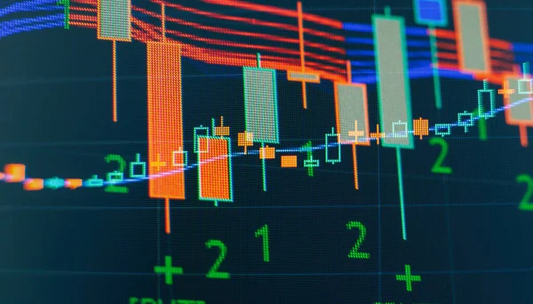 Monitoren Welke Inclusief Van Market Analyze Grafieken Diagrammen Financiële Cijfers — Stockfoto