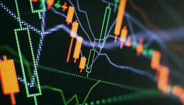 Stock Market Business Graf Diagram Digital Skärm Valutamarknaden Guldmarknaden Och — Stockfoto