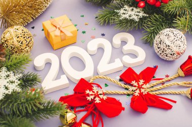 Merry Christmas and happy new year concept , Banner.Happy New Year 2023. A symbol from the number 2023