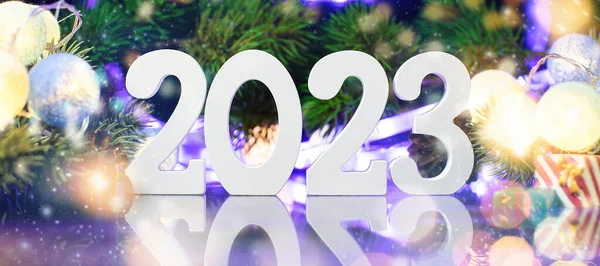 Background New Year 2023 Beautiful Panoramic Web Banner — 图库照片