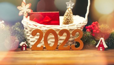 Mutlu Noeller ve mutlu yıllar konsepti. Mutlu Noeller ve mutlu yıllar 2023