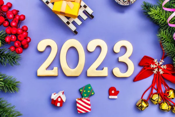 Christmas, winter, new year concept. 2023 Merry christmas greeting card. Happy New Year. copy space