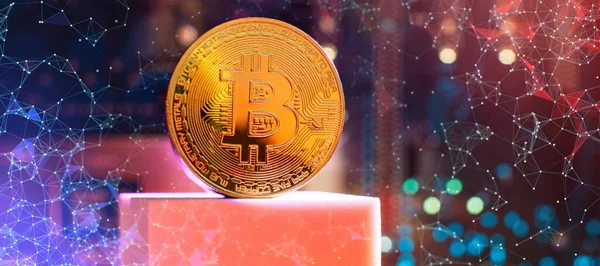 Криптовалюта Bitcoin Нова Версія Фоні Комп Ютерної Електронної Плати Віртуальні — стокове фото