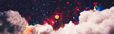 Night sky with clouds and stars.Abstract astronomical galaxy. Elements of this image furnished by NASA.