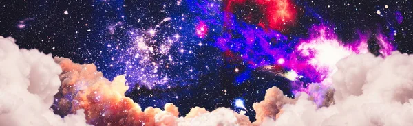 Night Sky Clouds Stars Abstract Astronomical Galaxy Elements Image Furnished — ストック写真