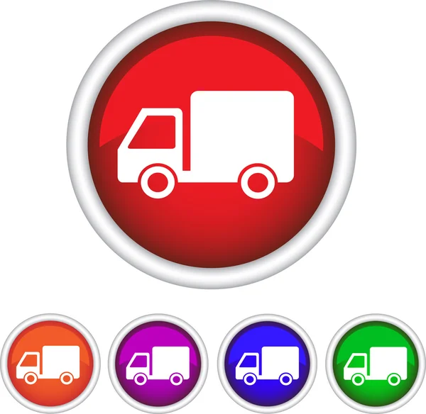 Runde Symbole mit dem Bild eines Lastwagens — Stockvektor